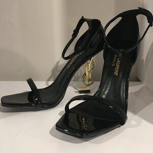 Saint Laurent YSL Snake Opyum Heels with Gold Logo